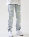🔥 Men's High Street Ripped Jeans – Light Blue Straight Leg Vintage Denim