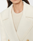 🧥 Women’s Elegant Lapel Double-Breasted Mid-Length White Coat