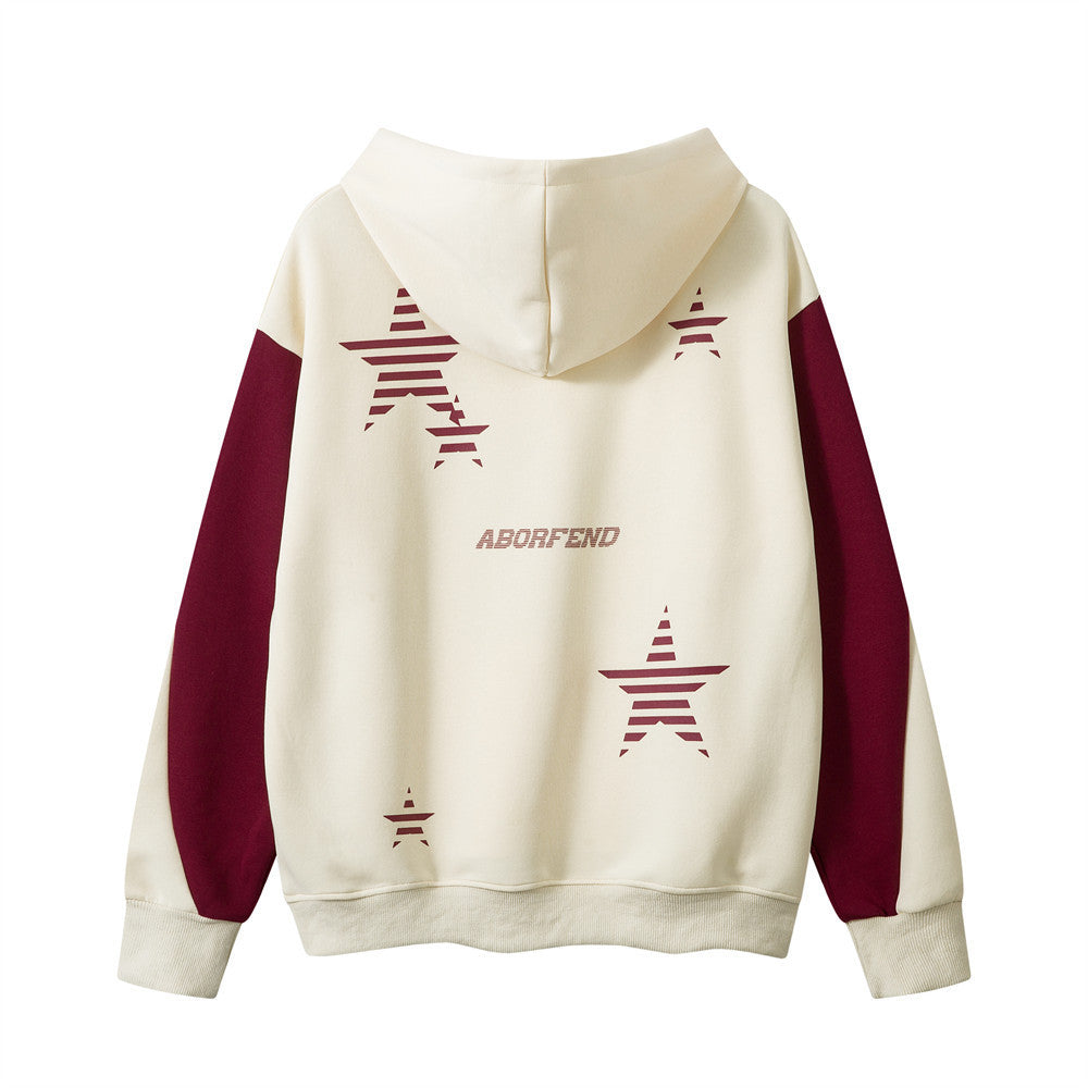 🌟 Herren-Kapuzenpullover mit Sternen-Print – Locker sitzender Pullover (Apricot/Schwarz, 100 % Baumwolle)