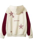 🌟 Men's Star-Print Hoodie - Loose Fit Pullover (Apricot/Black, 100% Cotton)