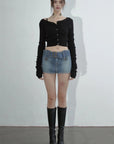 Spring Summer Pure Desire Metal Buckle Belt Short Skirt