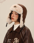 Women’s Warm Vintage Leather Pilot Hat – Retro Dome Style