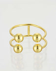 18K Gold & Platinum U-Shaped Adjustable Ring – Modern Minimalist Stackable Jewelry for Women