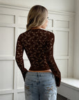 Women’s Hot Girl Lace Long-Sleeve T-Shirt – Slim Fit Knitted Pullover Top