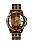 Men genuine Wooden Quartz Watch – 46mm Walnut Wood Case with Seagull Movement & Genuine Leather Strap