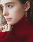 Boucles d'oreilles à pompon en argent sterling 925 avec chaîne et queue de comète pour femme