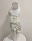Women’s Lace Suspender Shorts Pajama Set – Ice Silk Comfort & Everyday Elegance