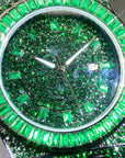 Men’s Hip-Hop Full Rhinestone Quartz Watch – Luxury Green Alloy Fashion Timepiece