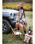 Women’s Ethnic Vintage Print Shawl – Double-Sided Tassel Artistic Cloak