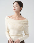 Women’s One-Shoulder Knitwear – Autumn/Winter Off-Shoulder Slim-Fit High-End Pullover Top