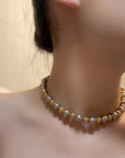 Light Luxury Pearl Brass Necklace women