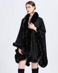Rex Rabbit Fur Collar Shawl – Imitation Cashmere Cardigan