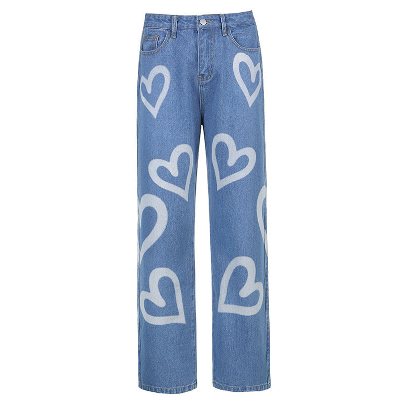 Love Graffiti Damen Jeans mit hoher Taille und geradem Schnitt