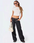 Women’s Simple Low-Waist Wide-Leg Jeans – Classic Straight Denim for Effortless Style