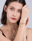 Ensemble pendentif et bracelet Love en diamant pour femme (argent sterling/or rose)