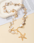 Women’s Natural Shell & Starfish Long Clavicle Necklace – Light Luxury Summer Beach Jewelry Set