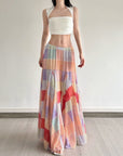 Women's Artistic Colorblock Plaid Skirt – Bold & Whimsical