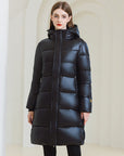 Women’s Winter Warm Hooded Long Coat – Down Cotton Padded Jacket with Pockets