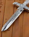 Men S925 Sterling Silver Sword Pendant – European Geometric Carved Necklace Charm (No Chain)