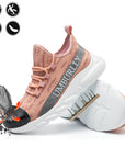 Women's Safety Work Shoes - Anti-Smash & Puncture-Resistant Low-Top Sneakers (Wide Toe, Flyknit Upper, Cold Bonded Construction)