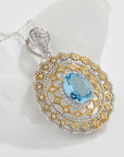 WOMEN'S NECraft Natural Topaz Hollow Necklace – Elegant Sunflower Design in White Gold