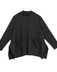 Women's Oversized Split-Hem Shirt – Cotton Blend Long Sleeve Top – Boho Chic Essential
