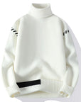 Men’s Velvet Cotton Knitwear Sweater – High Collar Warmth with Casual College Style