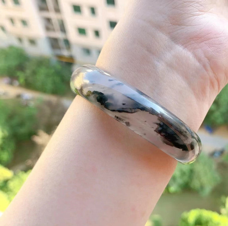 Women’s Natural Jinsi Jade Bracelet – Blue & White Stone Elegance