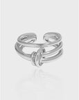 Women’s Multi-Layer Knotted S925 Sterling Silver Ring – Adjustable Open Design