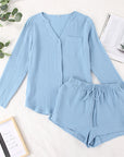 🌙 Women’s Double-Layer Cotton Gauze Pajama Set – Long Sleeve & Shorts
