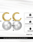 Women’s Sterling Silver Moon & Pearl Earrings – Minimal Elegance with Lunar Charm