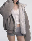 WOMEN'S Double-Sided Faux Fur Vintage Jacket – Ultra-Short Chenille Coat – Socialite Winter Fashion