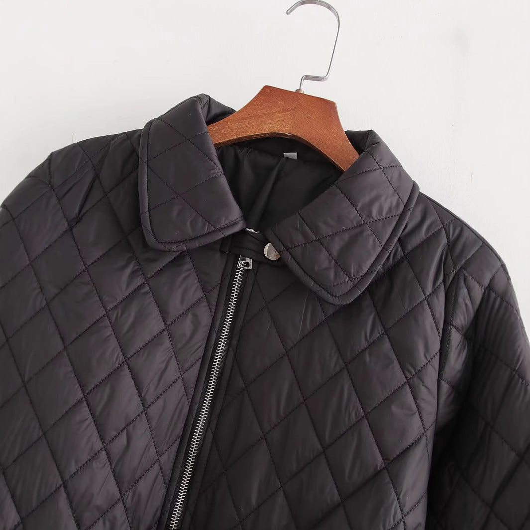 🧥✨ Gesteppter Baumwollmantel mit Gürtel – Müheloser japanischer Minimalismus