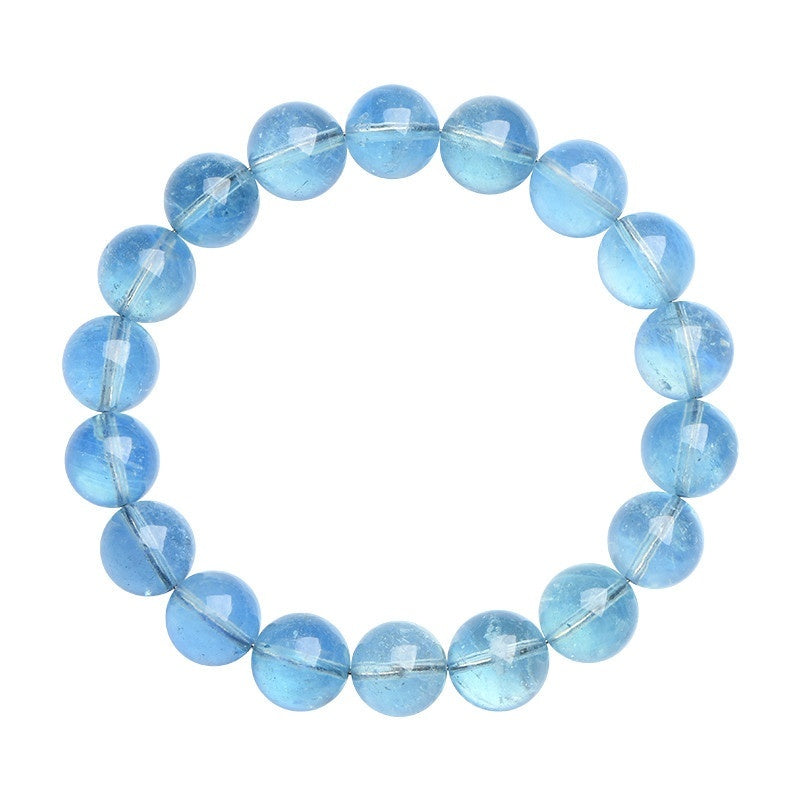 Women’s Natural Icy Mint Blue Ocean Treasure Ball Bracelet - 7A Grade Crystal Beads (4mm/5mm, Hand-Polished, Original Design)