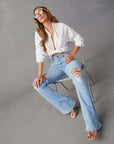 Women’s Fashion Wide-Leg Jeans – High-Waist Chic with Effortless Temperament
