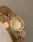 Woven Strap Retro Court Style Retro Gold, Round Small Watch For Women