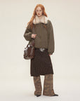 Women’s Cotton Dress Coat – Detachable Fox Fur Collar | Tailored Mid-Length | All-Season Versatility