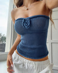 Women’s Hot Girl Tube Top Woolen Vest – Slim Fit Floral Knit Style