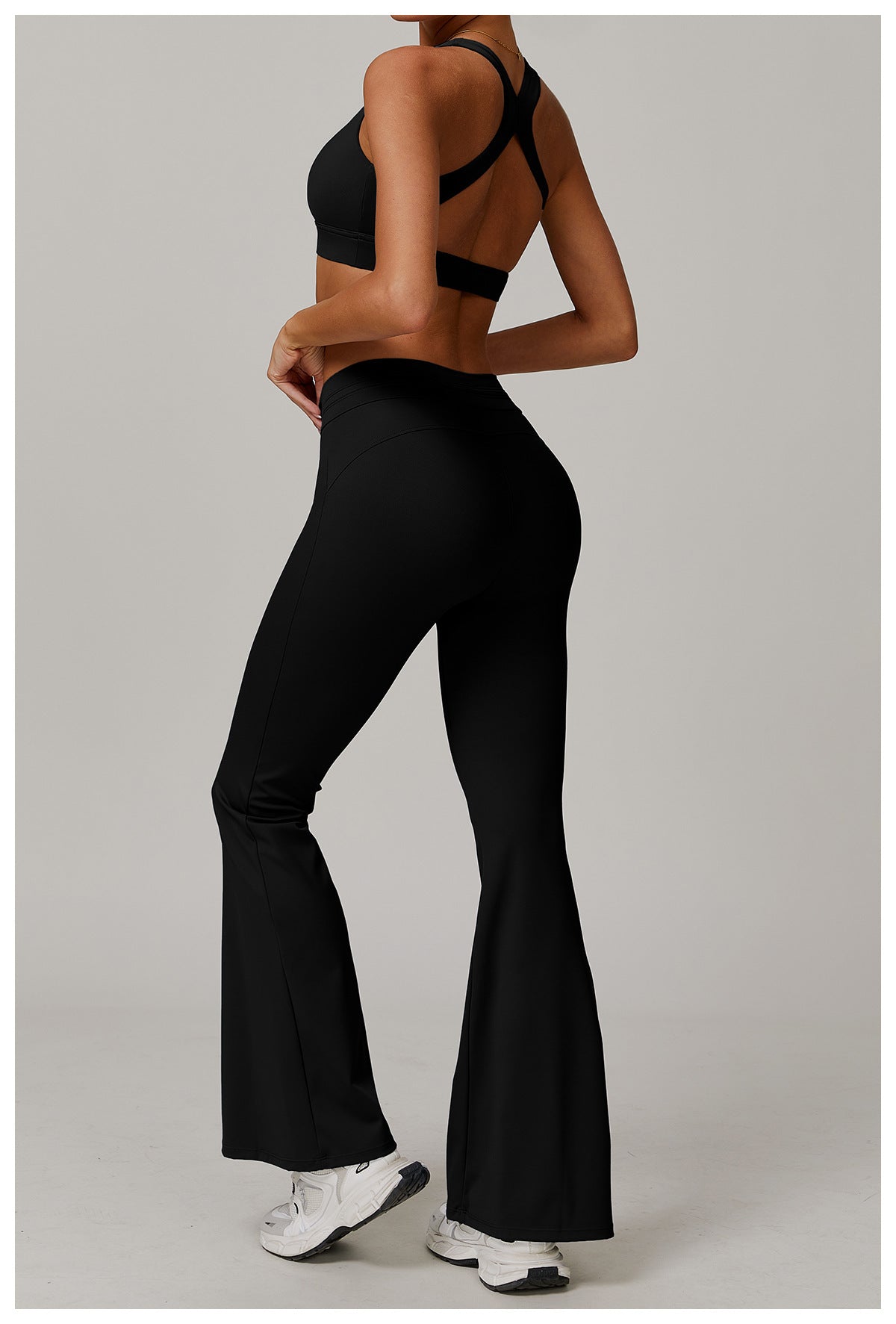 Women’s High Waist Sun Protection Bell-Bottom Pants - UPF 50+ Nylon/Spandex Trousers (Black/Haze Blue/Dark Khaki, S-XL)