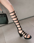 Women’s High-Heel Open-Toe Sandal Boots – Hollow Thin Tube Street Style Heels