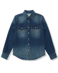 Chemise en jean à fleurs - Coton délavé vintage