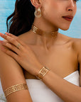 Geometric Loop Collar Earrings Ring Bracelet Women's Jewelry Fashion Suit