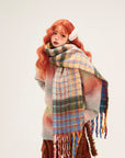 Women’s Versatile Square Scarf – Oil Painting Style Warm Wrap
