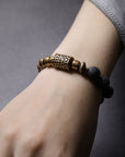 🔥 Unisex-Armband aus Vulkanobsidian – Punkrock-Schmuck aus Rohstein – Schützende schwarze geometrische Perlen