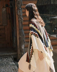 Women’s Bohemian Tassel Knit Shawl – Warm Acrylic Cape Scarf