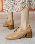 👢✨ Deep Mouth Lace-Up Leather Shoes – Modern Vintage Statement