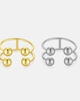 18K Gold & Platinum U-Shaped Adjustable Ring – Modern Minimalist Stackable Jewelry for Women