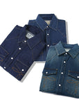 Chemise en jean à fleurs - Coton délavé vintage