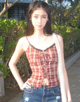 Women’s Tight Waist Lace-Up Blouse - Slimming Polyester Inner Wear Top (Urban Commute Style) Spliced Detail Shirt
