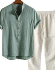 Men’s Printed Casual Suit – Loose Short Sleeve Shirt & Trousers Set